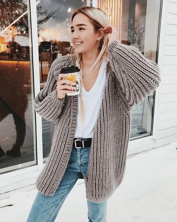 Cardigan com botões Cable Boyfriend Cardigan Cable Boyfriend com botões - cardigan de malha grossa
