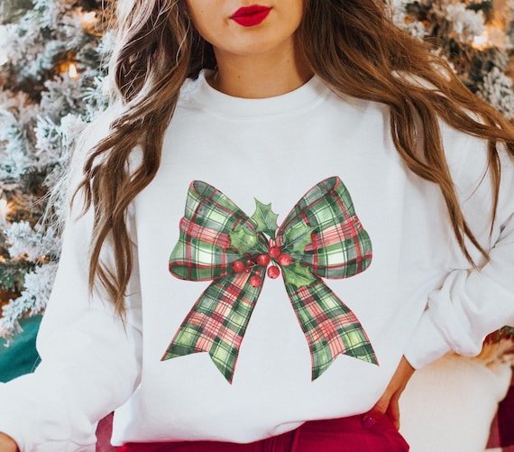 Suéter feo con lazo a cuadros, sudadera navideña con lazo para ella, camiseta festiva estilo vintage, camisa de cuello redondo femenina, suéteres navideños para regalar - Etsy Suéter feo con lazo a cuadros, sudadera navideña con lazo para ella, camiseta festiva estilo vintage, camisa femenina de cuello redondo, suéteres navideños para regalar - Etsy - suéter con lazo