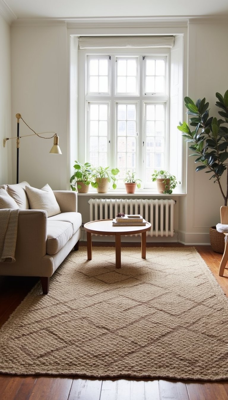 Layered rugs to define zones and add texture