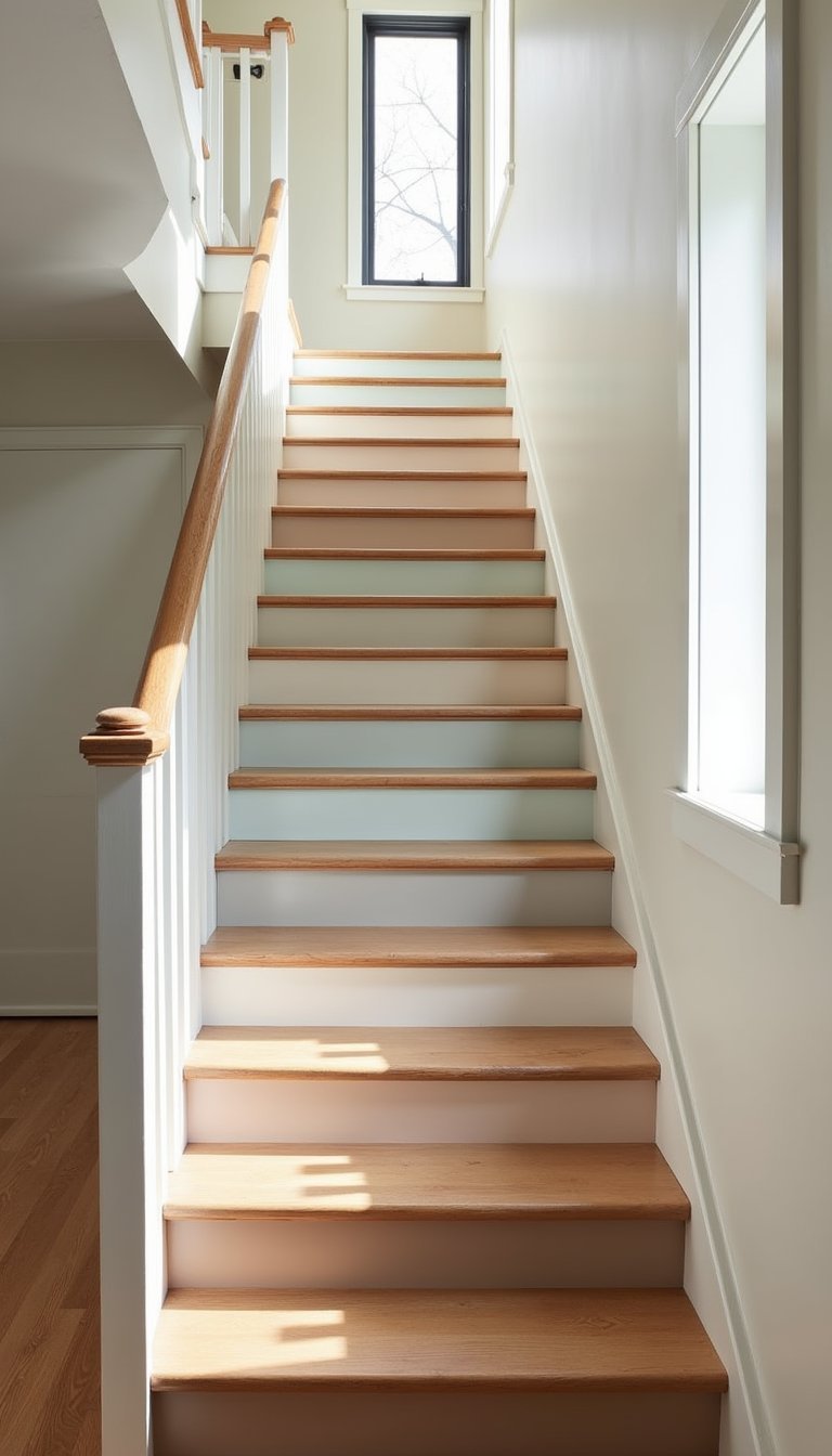 Painted stair riser patterns for a playful lift