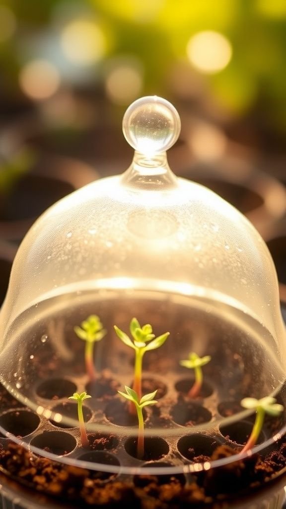 Mini greenhouse from clear plastic bottle sections