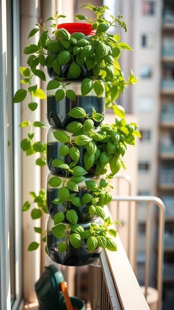 Vertical herb garden for narrow balcony spaces