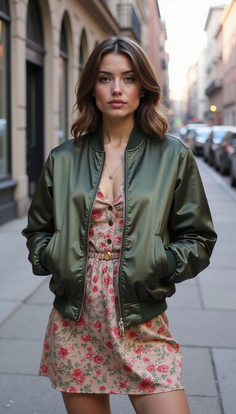 Bomber Jacket with Spring Dress