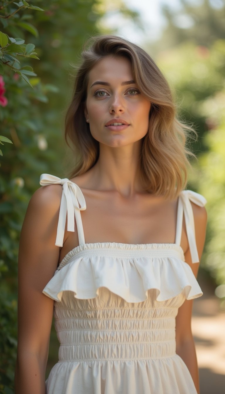 Ruffled Cotton Sundress with Pinafore