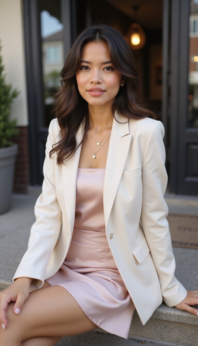 Tailored Blazer with Slip Skirt