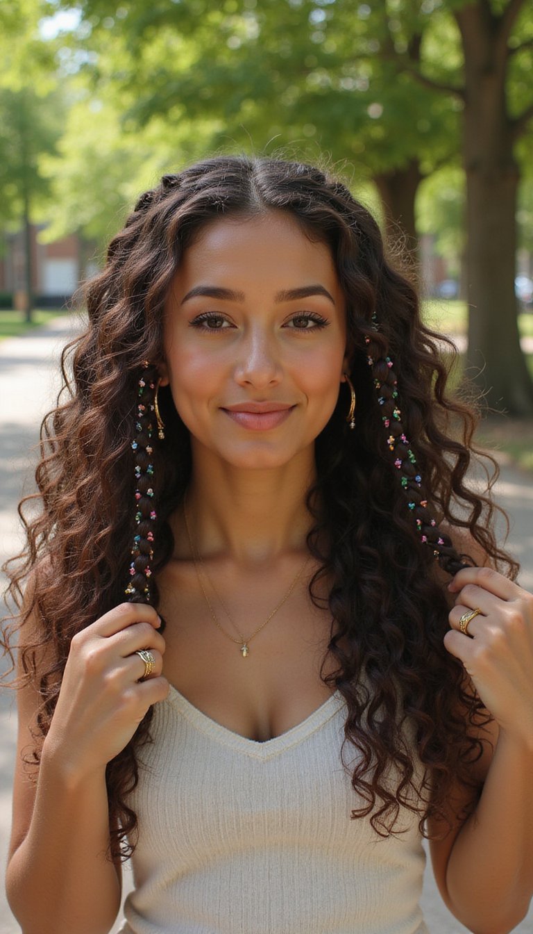 Mini Braids Threaded With Colorful Beads