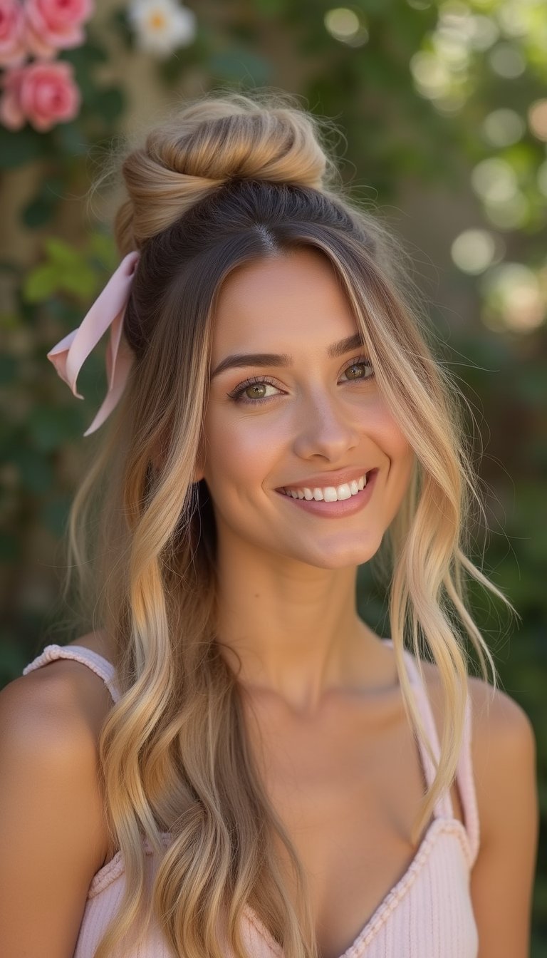 Twisted Side Bun Wrapped With Ribbon