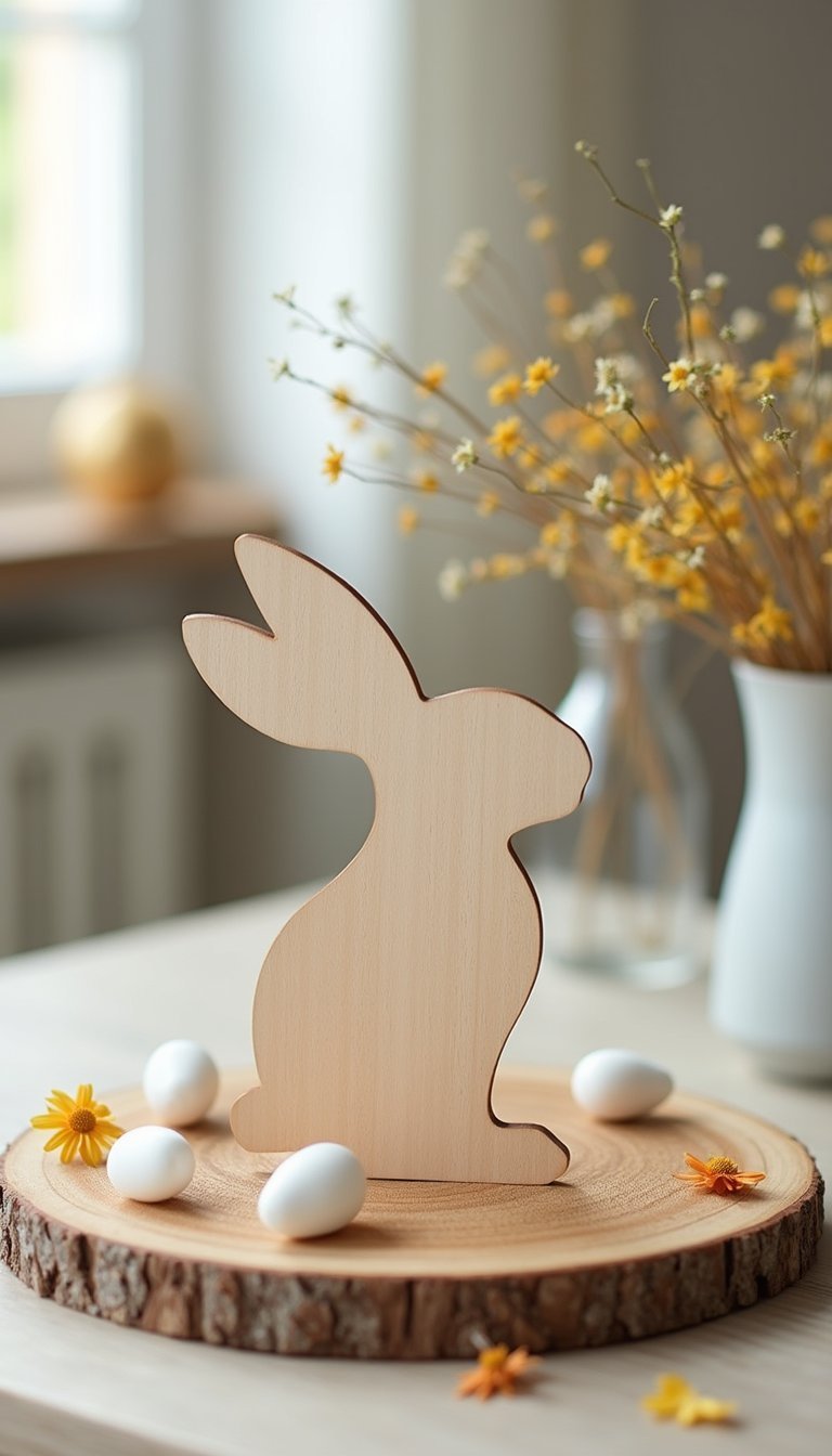 Bunny silhouette centerpiece made from plywood