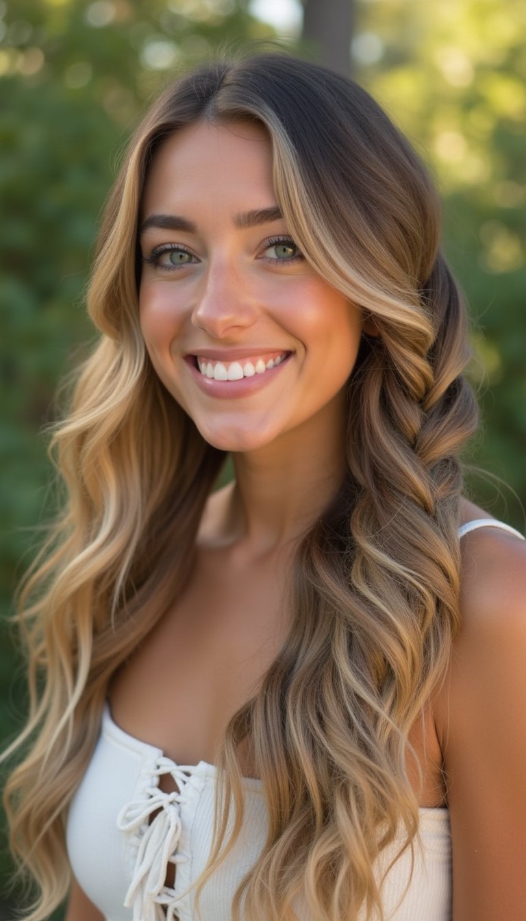 Boho Side Braid With Loose Waves