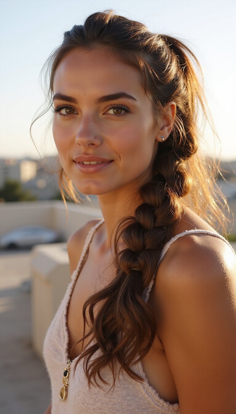 Braided Ponytail With Volume And Movement