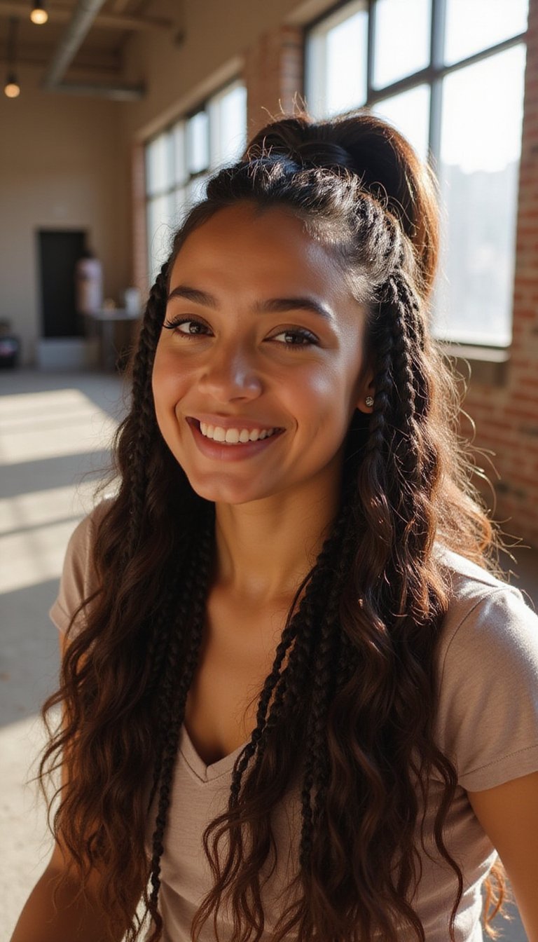 Tiny Box Braids Mixed With Loose Texture