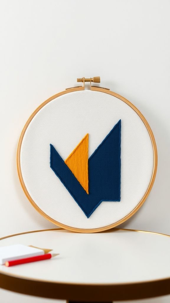 Bold geometric embroidery for modern rooms