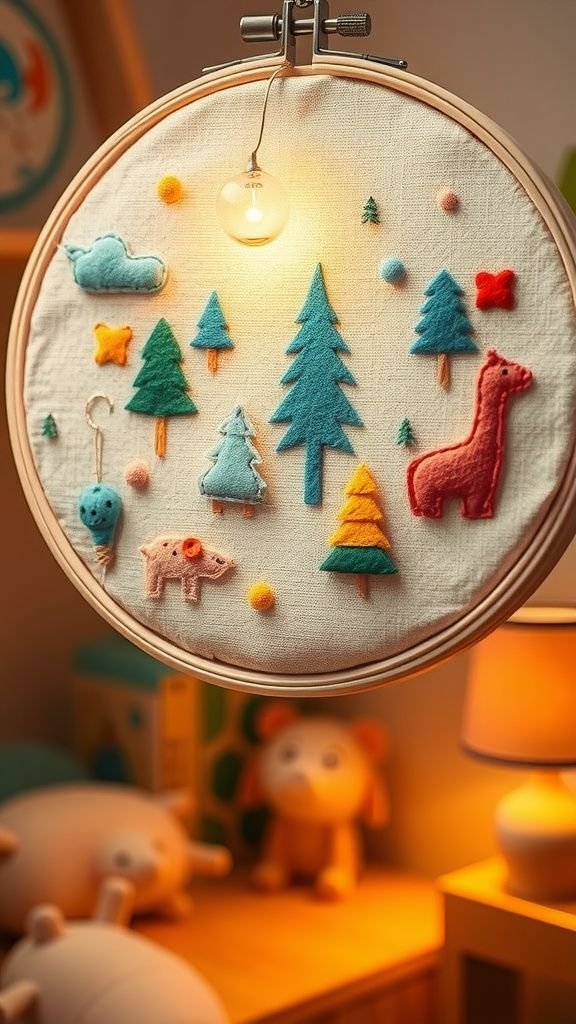 Felt appliqué forest for a child's nook
