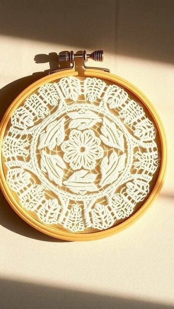 Lace doily hoop for delicate layering