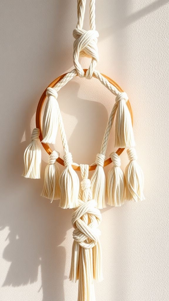 Macramé tassel hoop with soft cotton cord