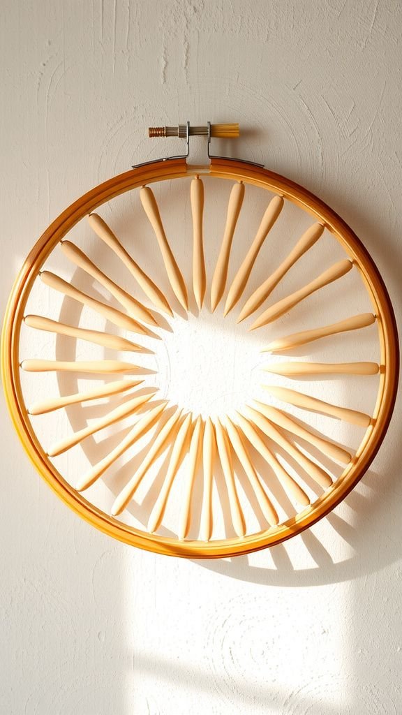 Sunburst hoop made with wooden dowels