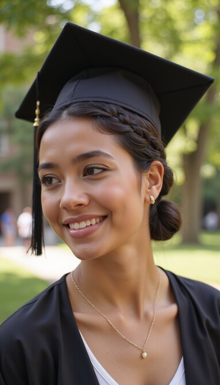 Low Braided Bun That Hides Under Cap