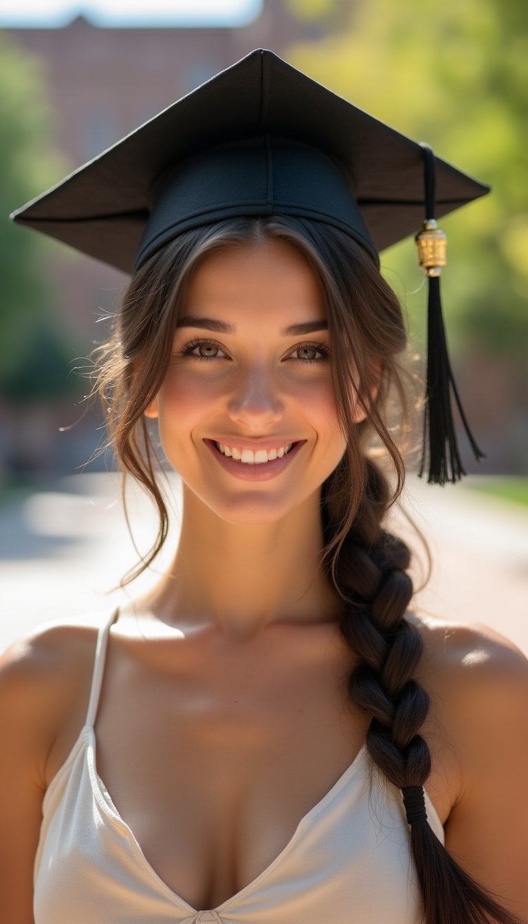 Low Braided Pony With Sleek Center Part