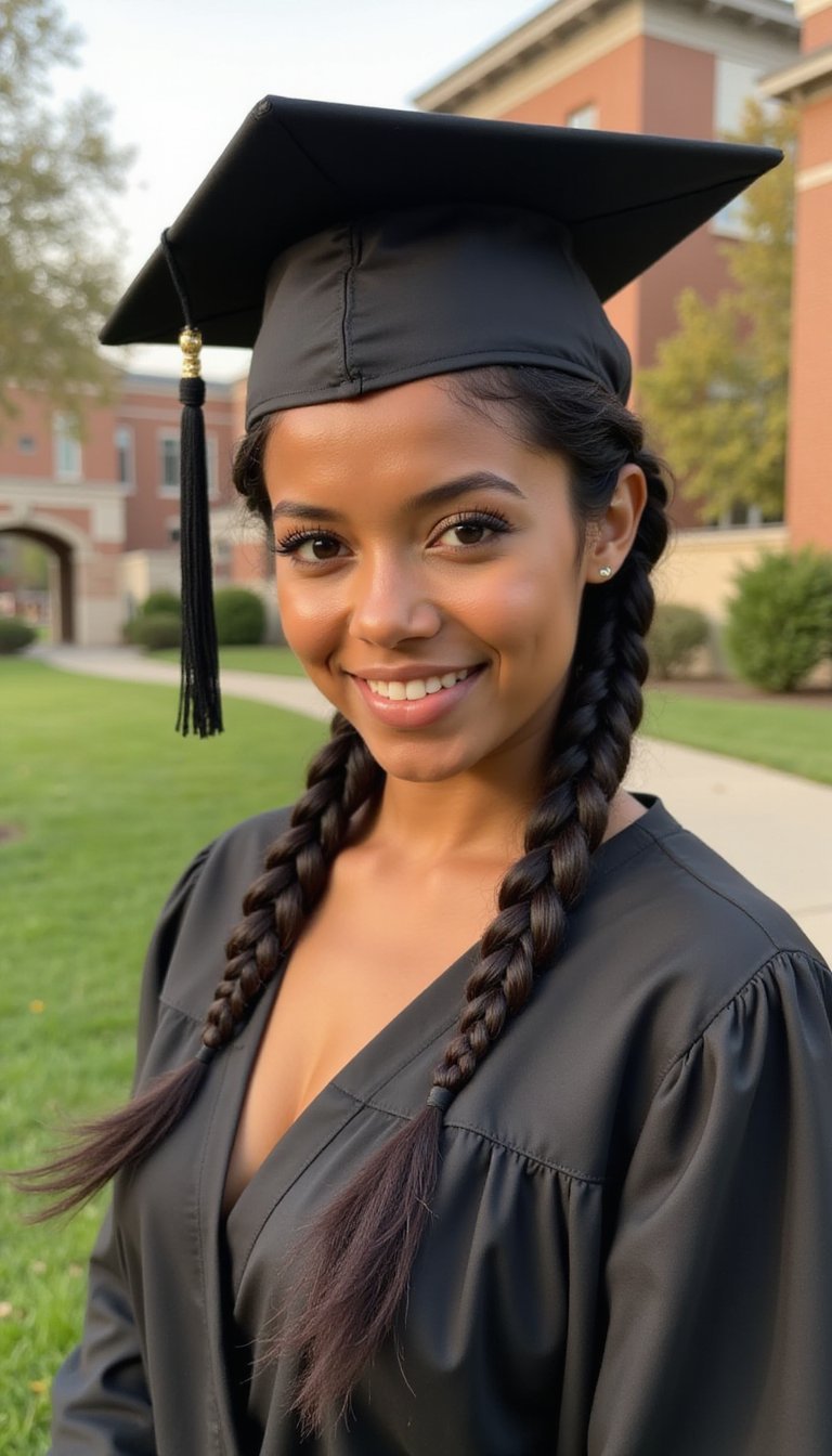 Low Double Braids Wrapped Into Bun