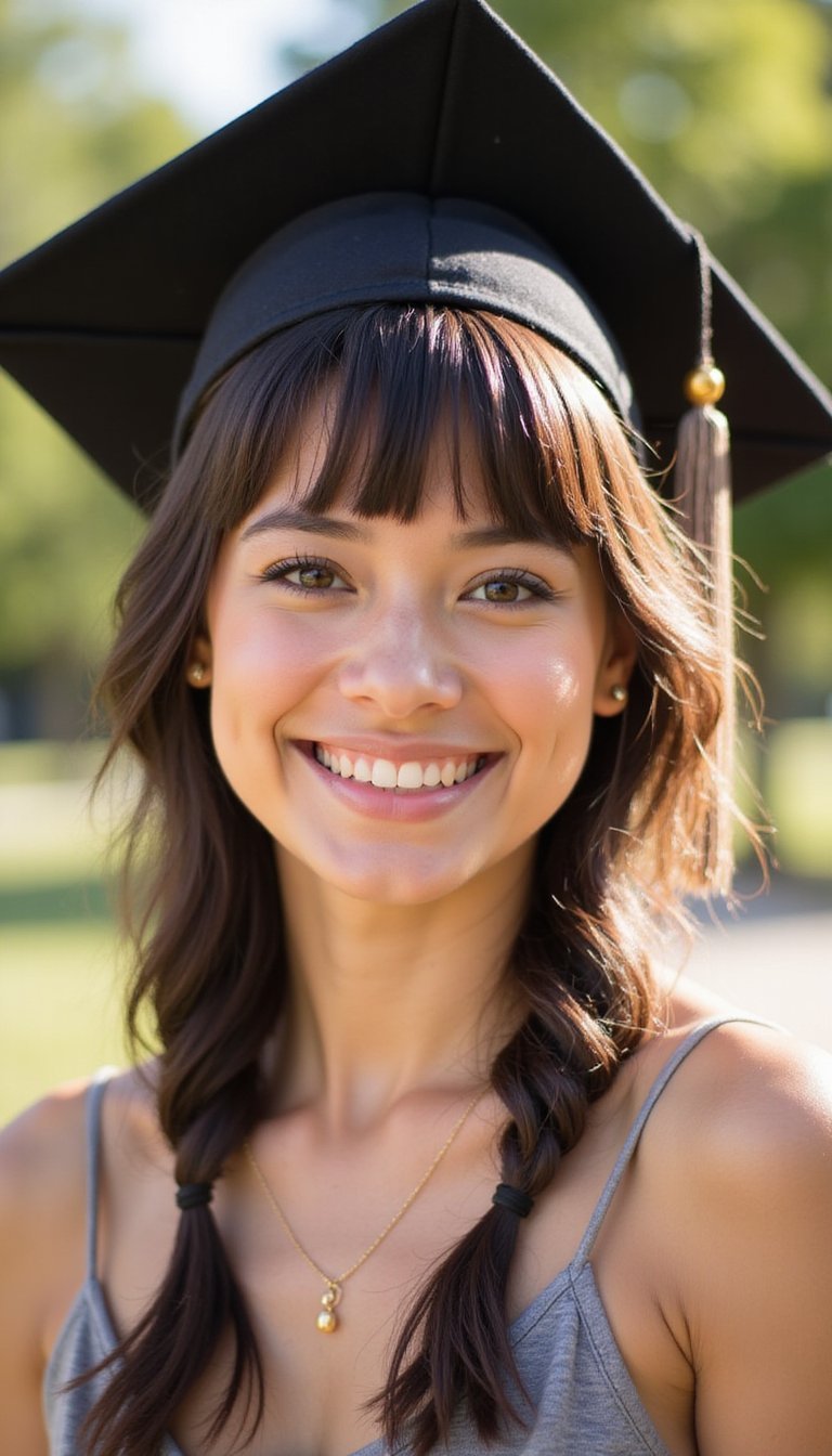 Low Knot With Side-Swept Bangs For Balance