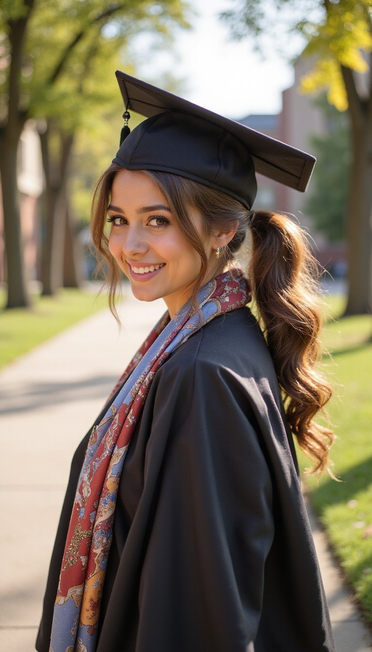 Low Pony With Scarf Wrapped Around Elastic