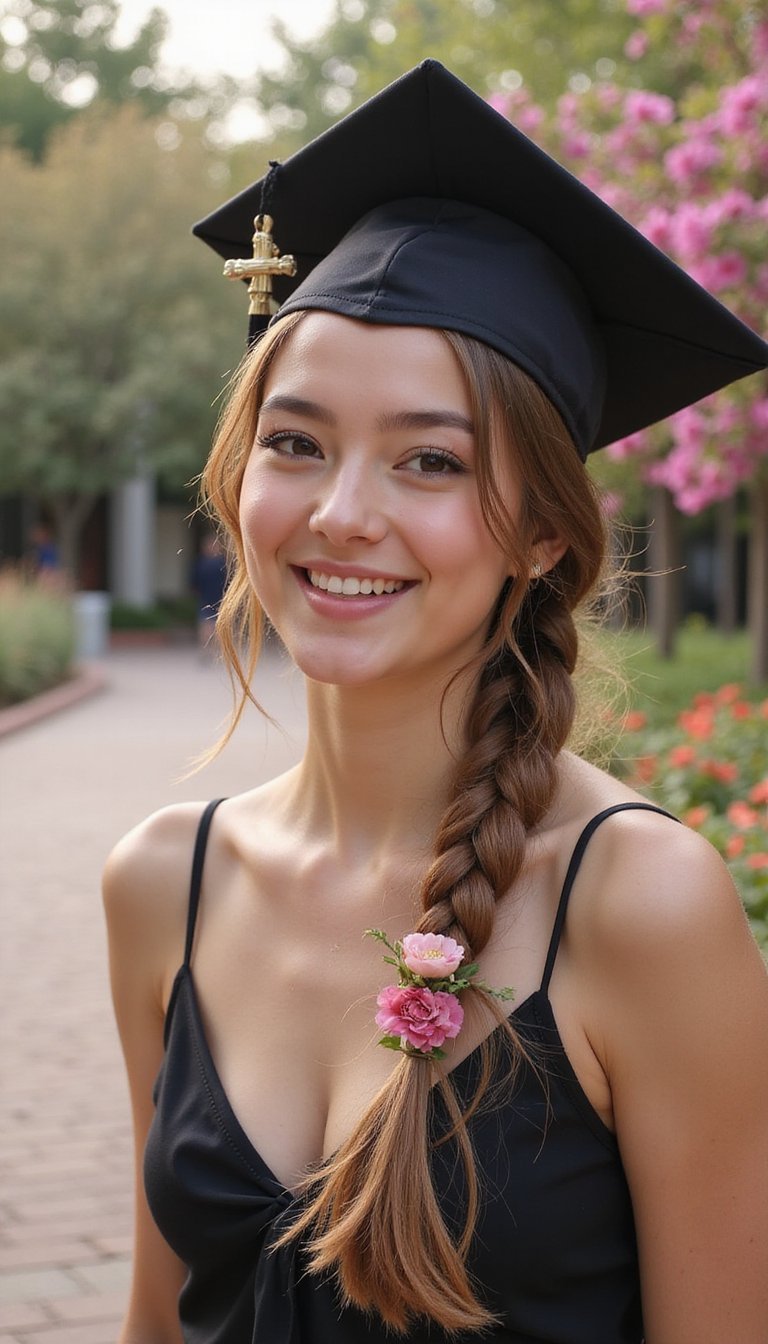 Low Rope Braid With Floral Accent