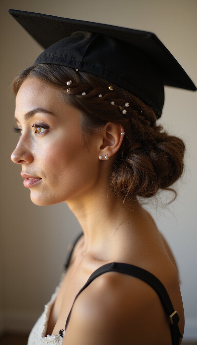 Low Twisted Crown With Pearl Pins