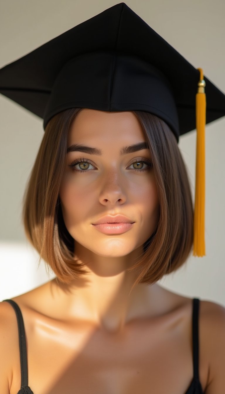 Sleek Tucked Bob For Short Hair Graduates