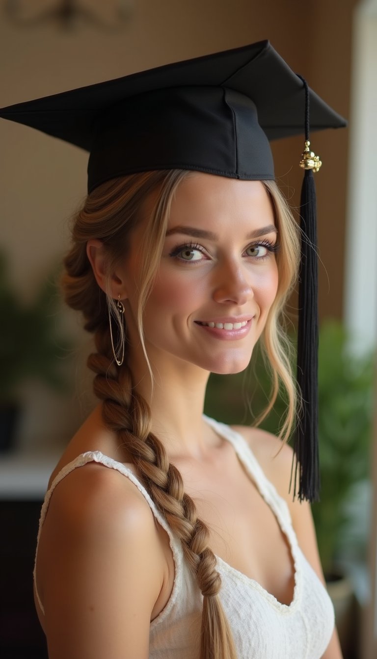 Tucked French Twist For A Sleek Graduation Look