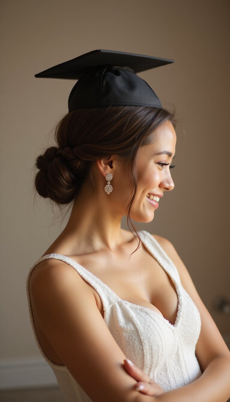 Twisted Halo Bun For A Romantic Finish