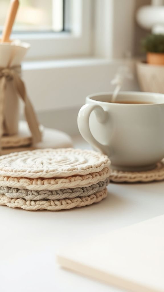 Crochet coaster set in soft cotton yarn