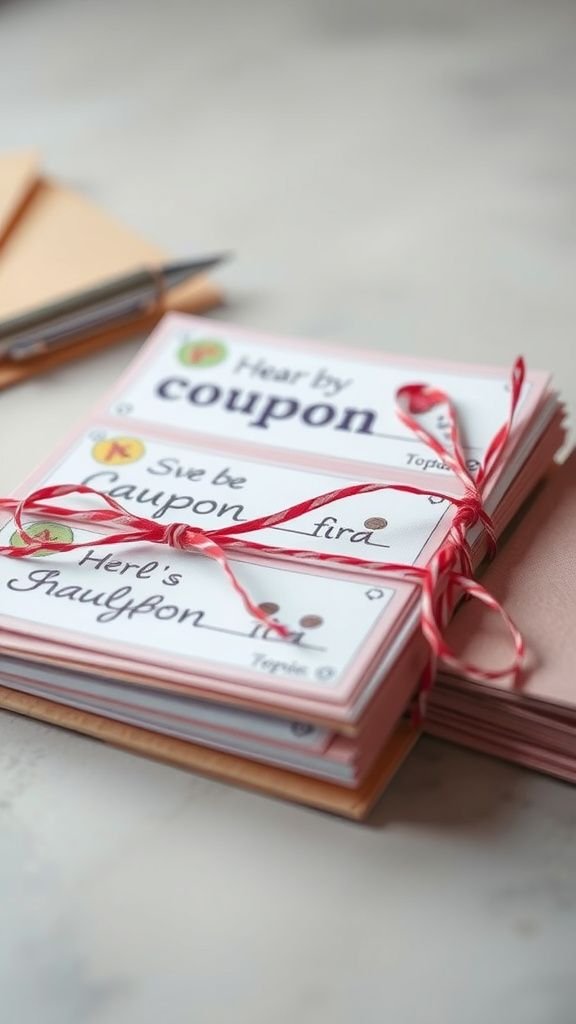 Handmade coupon book for simple shared favors