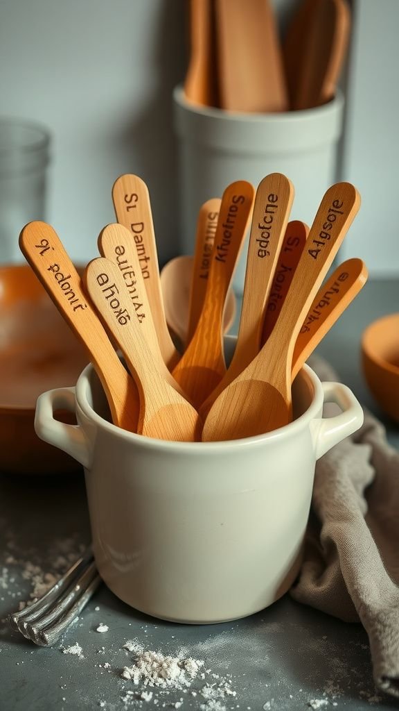 Personalized recipe spoon set with handwritten charm
