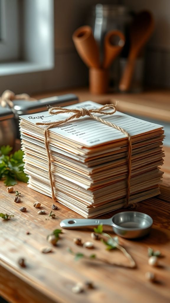 Recipe card book with handwritten family favorites