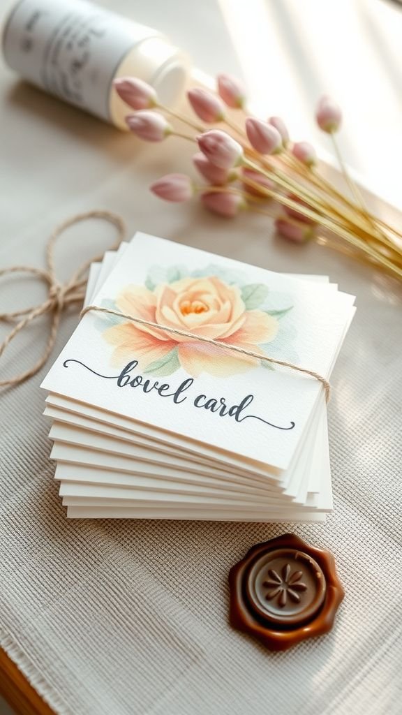 Watercolor card set with soft washed florals