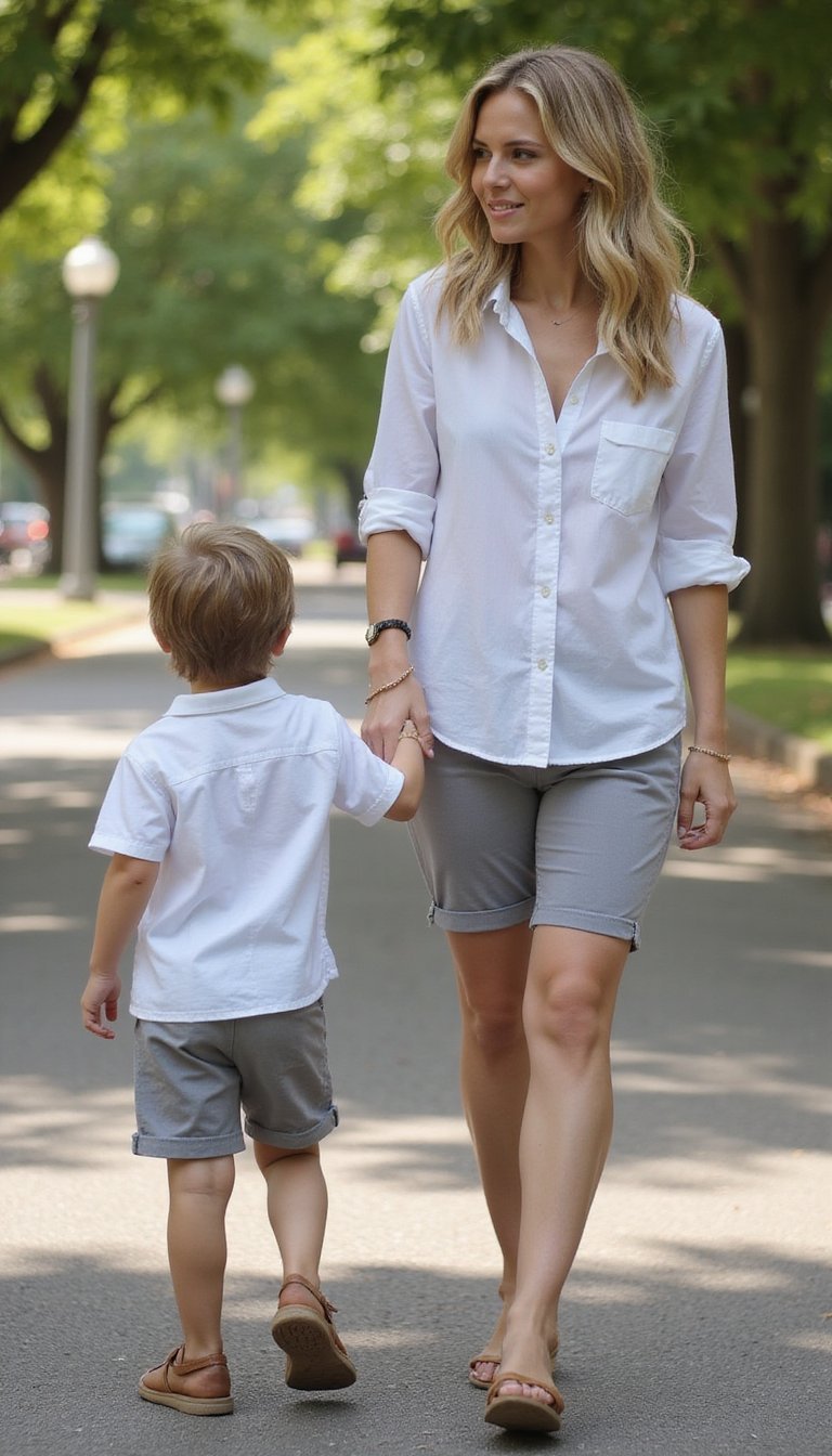 Button-Down and Bermuda Shorts Set