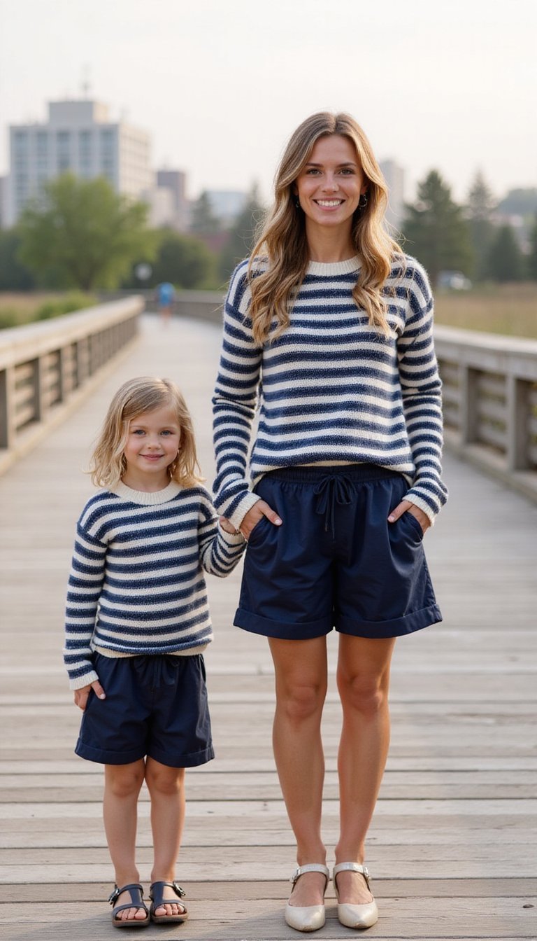 Striped Knit Top and Shorts Set