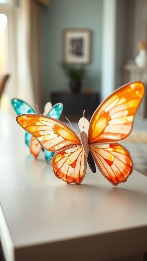 Accordion-fold watercolor wing butterflies for mantel