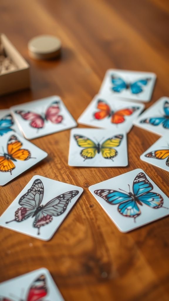 Game: matching paper butterflies memory set