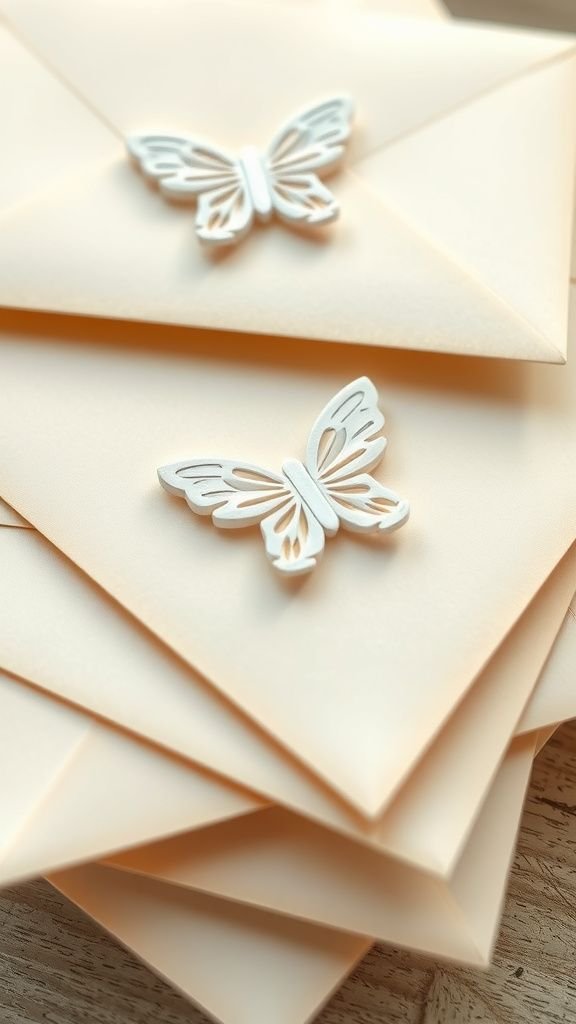 Mini butterfly envelope seals with wax look