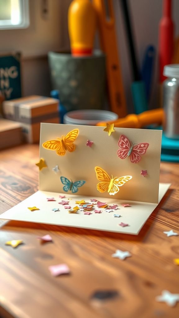 Spring confetti butterfly pop-up cards for birthdays