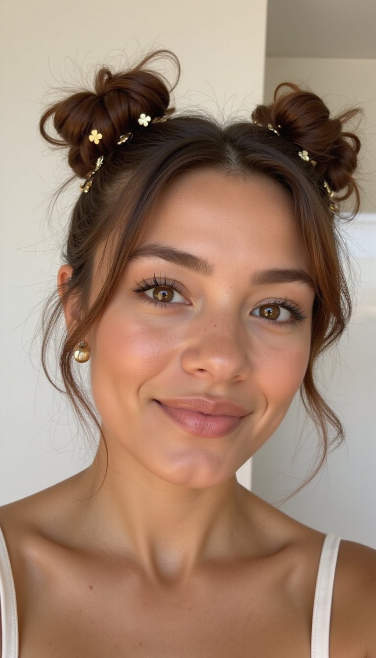 Mini Top Knots With Clover Charm Pins