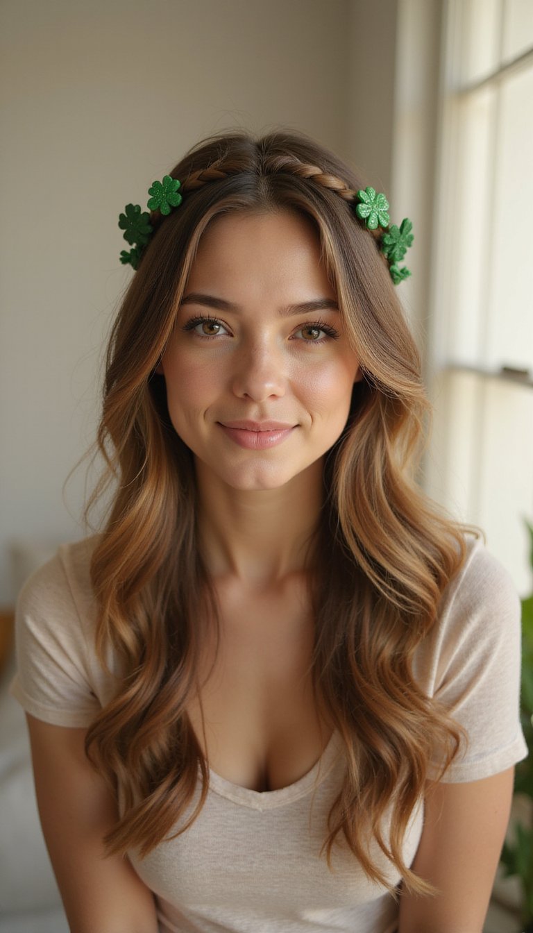 Shamrock Braid Crown With Tiny Clover Pins
