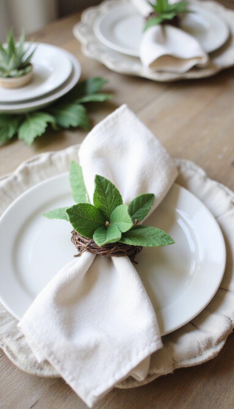 Mini wreath napkin rings to finish the table