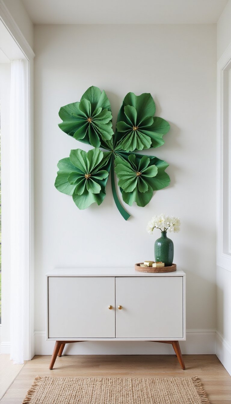 Paper clover wall collage for a cheerful foyer