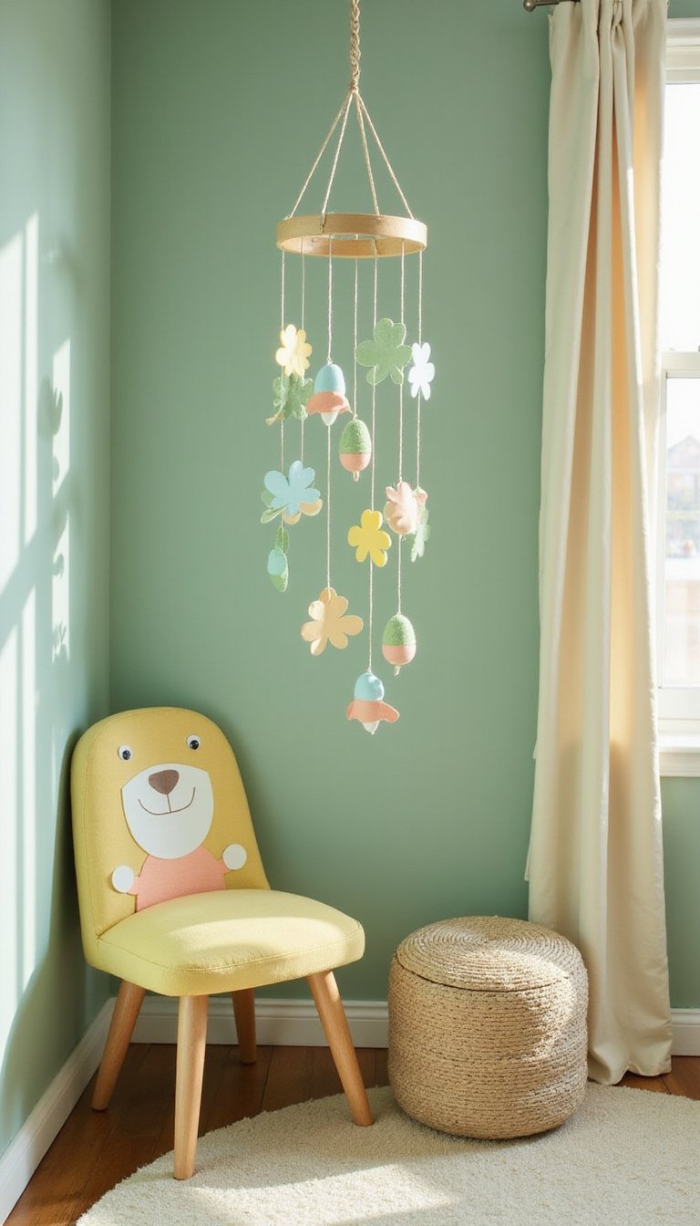 Playful clover mobile for a child’s corner