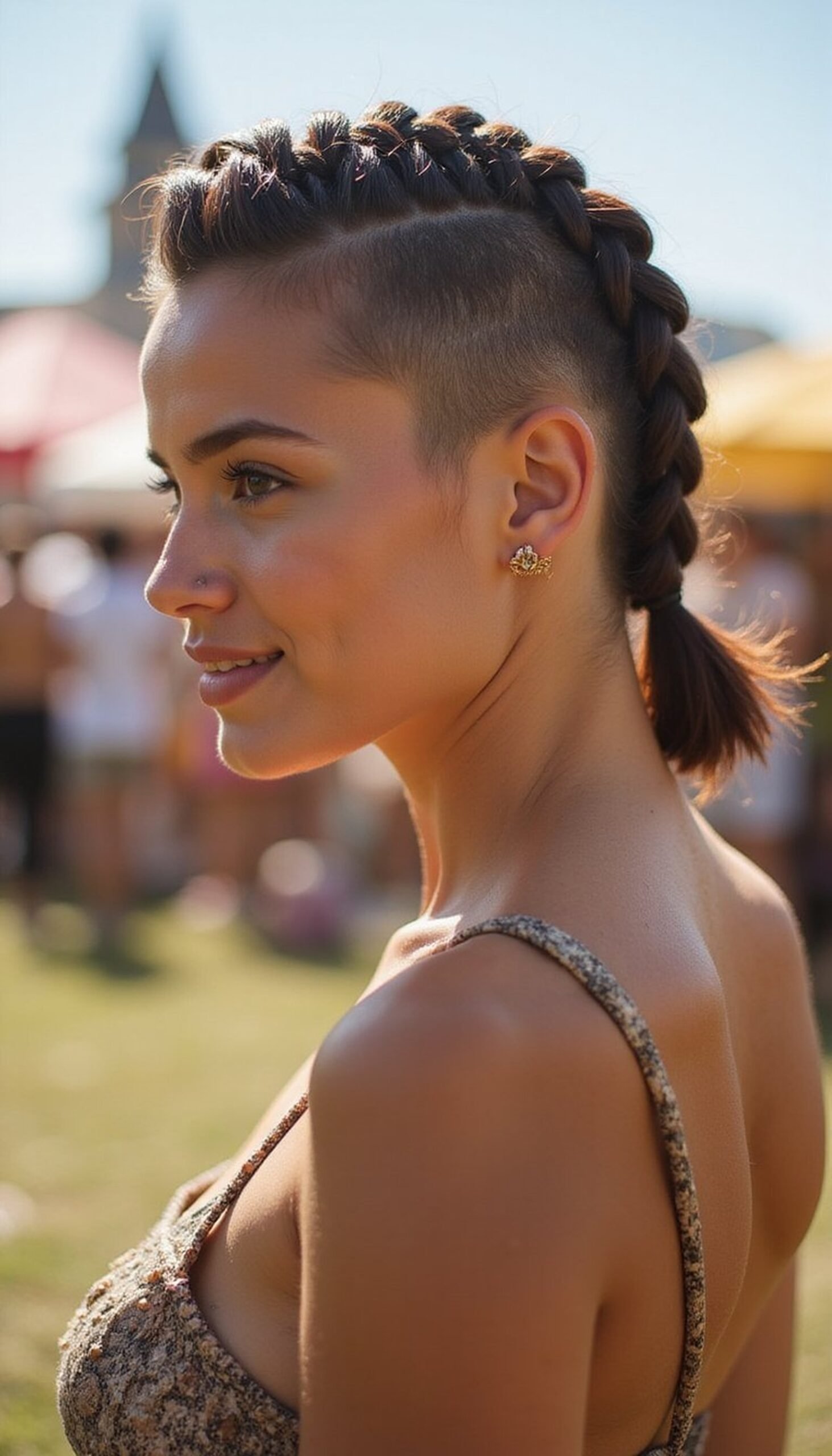 Dutch Braid Mohawk With Soft Shaved Sides