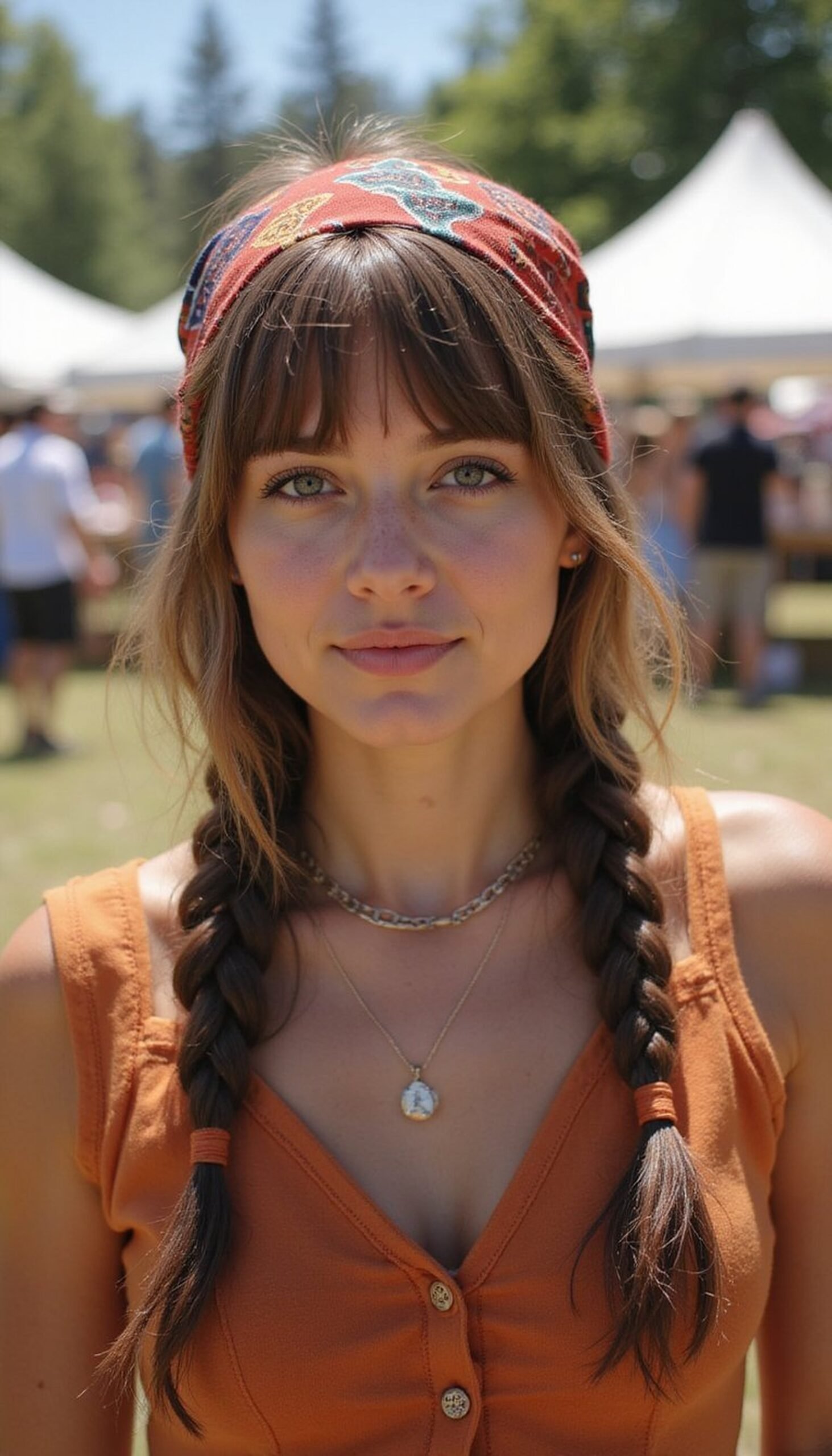 Face-Framing Fringe Braids Paired With Bandana