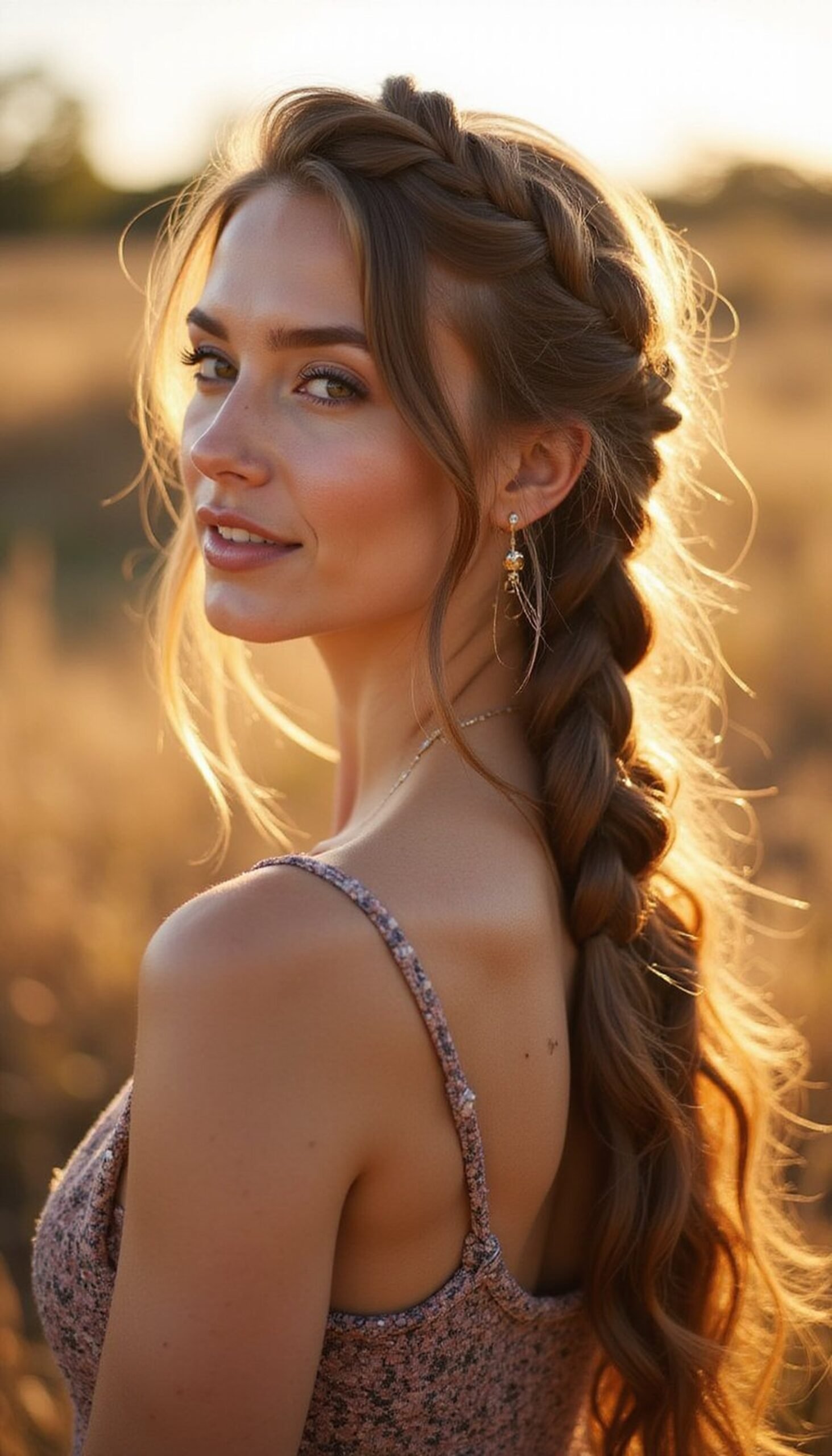 Fishtail Crown Braid With Face-Framing Tendrils
