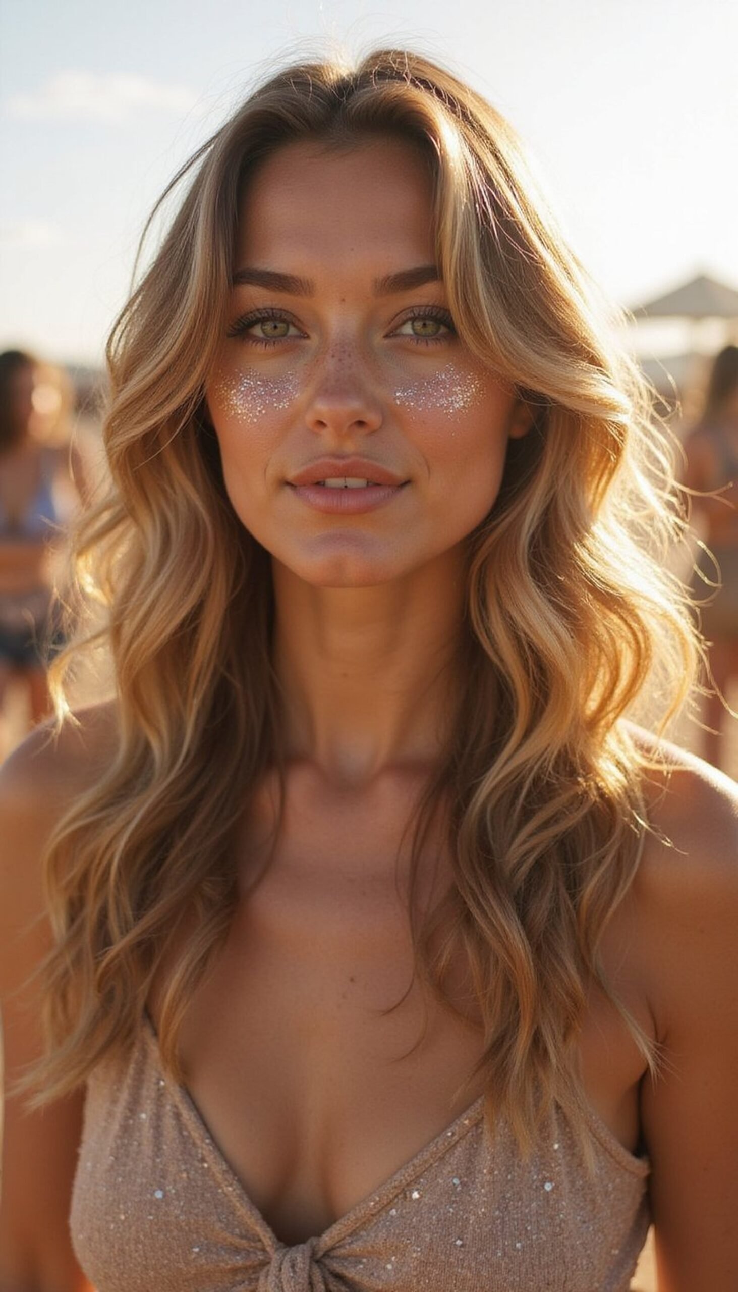 Glitter Roots With Loose Beachy Waves